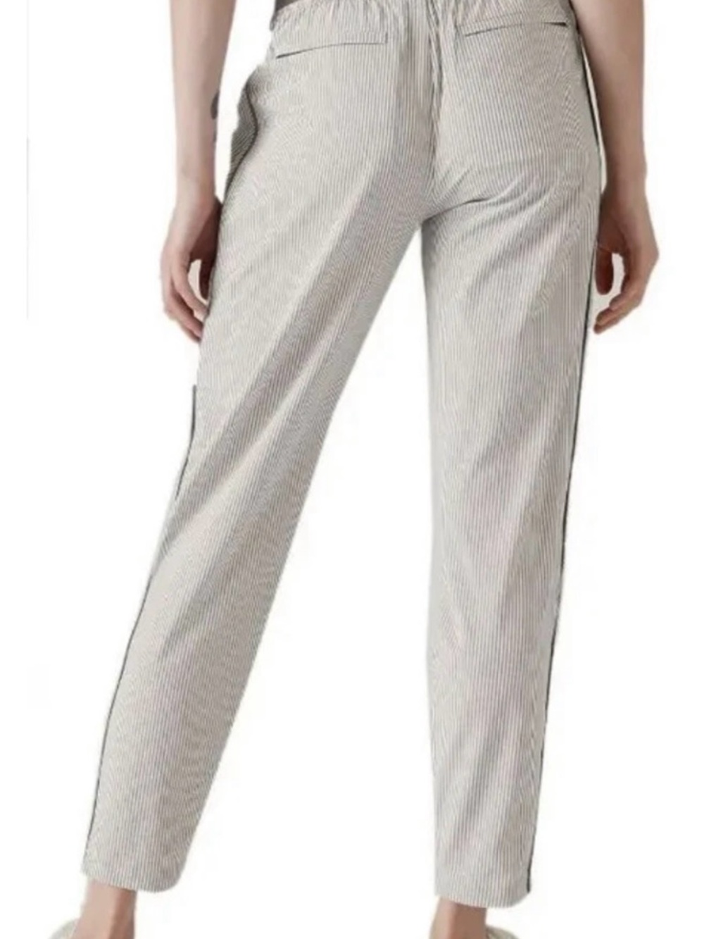 Athleta Brooklyn Ankle Pants Side Stripe Gray White Track Joggers Women’s Sz 10 - Picture 6 of 10